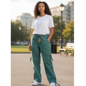 Venezia Women's Aqua Teal Cropped Cargo Pants - Size 14